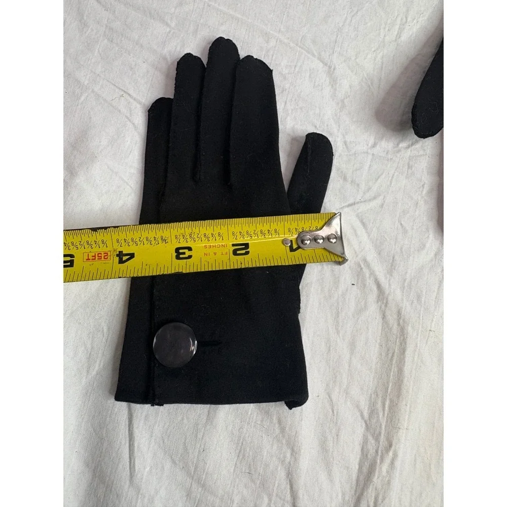 Vintage Black Button Accent Gloves Womens Dressy Opera Evening Fashion Accessory